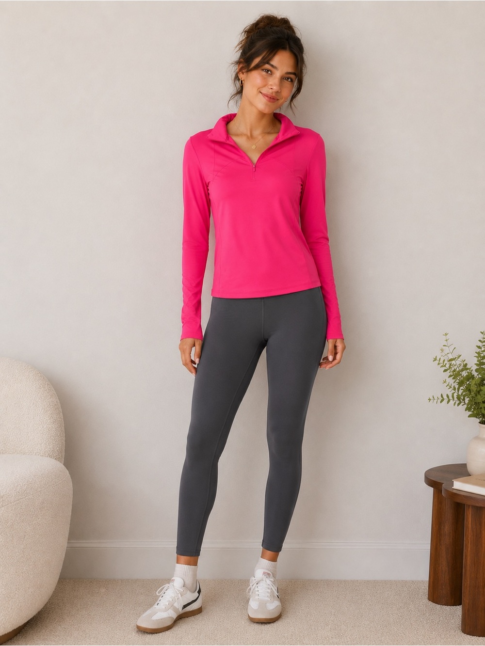 Vibrant Fuchsia Long Sleeve Women's Top